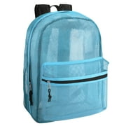 Solid Color Transparent See Through Mesh Stadium Approved Backpack for Travel and Commuting in Light Blue