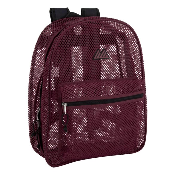 Solid Color Transparent See Through Mesh Stadium Approved Backpack for Travel and Commuting in Purple