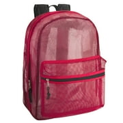 Solid Color Transparent See Through Mesh Stadium Approved Backpack for Travel and Commuting in Red