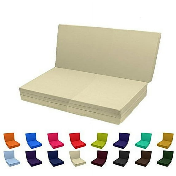 Solid Color TriFold Bed White Foam Floor Mats Queen Size 60Wx80L Khaki