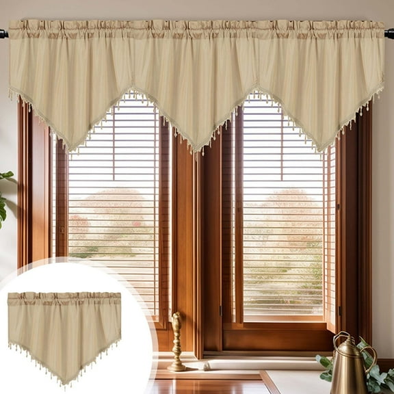 Solid Color Triangle Rod Pocket Curtains 51x24 Inch Polyester Window Panel for Bedroom Living Room Kitchen