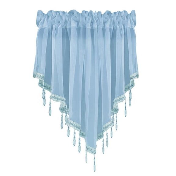 Solid Color Triangle Valance Curtain 52X24 Inch for Kitchen Bedroom, Rod Pocket Short Drapery with Scalloped Edge, Sheer Window Treatment Easy Install, 1Pc Curtain