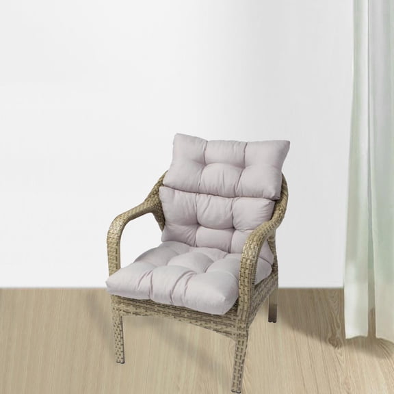 Solid Color Tufted Seat Cushion Outdoor Indoor High Back Mat for Patio Chaise Lounger -Resistant Beach Seat Pad Gray