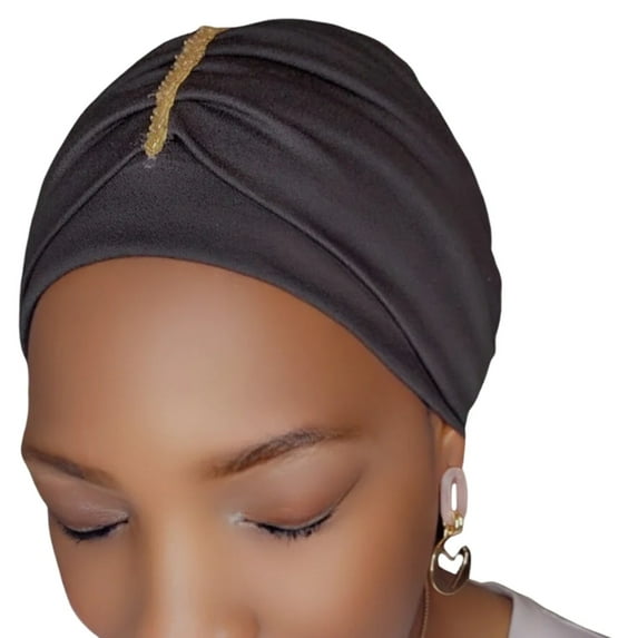 Solid Color Turban ,Modern Turban for Women, Hijab Turban for Ladies, Beach Turban Wrap, Pre-Tied Turban,Embellished Women's Turban ,Stretchy Turban Cap,Middle Gold Cap