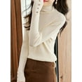 thumbnail image 1 of Solid Color Turtleneck Tight Slim Long-Sleeved Inner Layering Top, Ivory, Large, 1 of 2