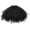thumbnail image 1 of Solid Color Tutu Skirt with Waist Bow – Puffy Layered Mesh Ballet Gown for Carnival, Dance Party, Elegant Costume | Elastic Waist, Comfort Fit Black, 1 of 2