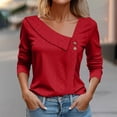 thumbnail image 1 of Solid Color V Neck Button Loose Long Sleeve T Shirt Top Woman Casual Shirts for Women for Women Long Sleeves Shirts Women Blank Athletic Shirts Layering Tee Long Sleeve Turtle Neck T Shirts for Women, 1 of 4