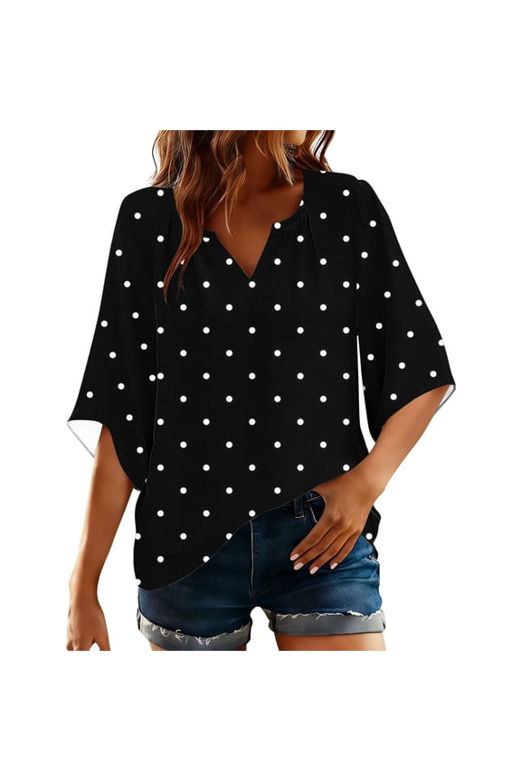 Solid Color V-Neck Long Sleeve Blouse for Women Roll-Up Sleeves Front Button Casual Peplum Top 2026 Spring Summer Lightweight Comfy T-Shirt