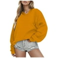 thumbnail image 1 of Solid Color V Neck Long Sleeved Hoodless Sweatshirt For Women, 1 of 2