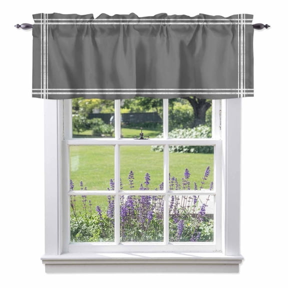 Solid Color Valance Curtain Dark Gray Window Valances Rod Pocket Short Curtains Window Treatments for Kitchen Bedroom Bathroom Laundry 56" x 16"
