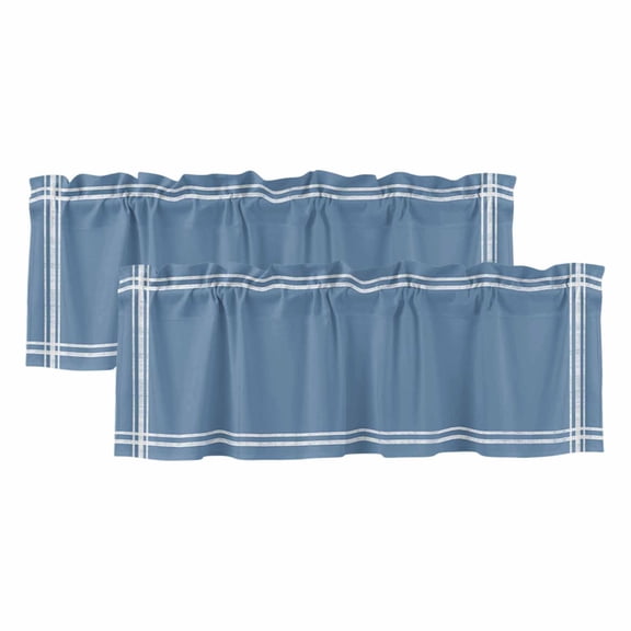 Solid Color Valances for Windows 2 Panels Royalblue Rod Pocket Kitchen Curtain Valance Small Window Treatment for Living Room Bathroom Bedroom Over Sink 42x12 Inch
