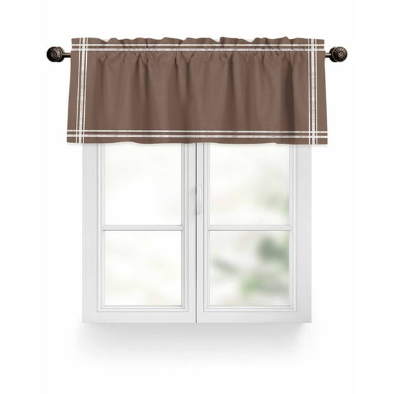 Solid Color Valances for Windows Brown Valance Rod Pocket Light Filtering Short Window Treatments Curtains for Kitchen Bathroom Living Room Bedroom, 1 Panel, 42 x 18 Inch