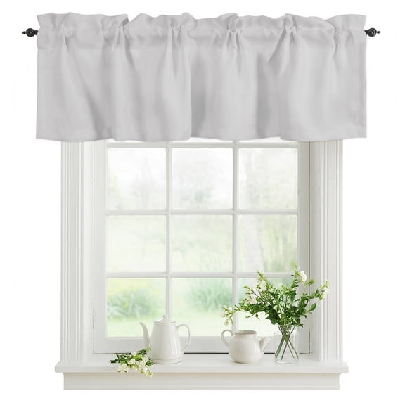 Solid Color Valances for Windows, Light Gray Valance Rod Pocket Window Treatments Curtains for Kitchen Small Windows Living Room Bedroom Bathroom 42"x12"
