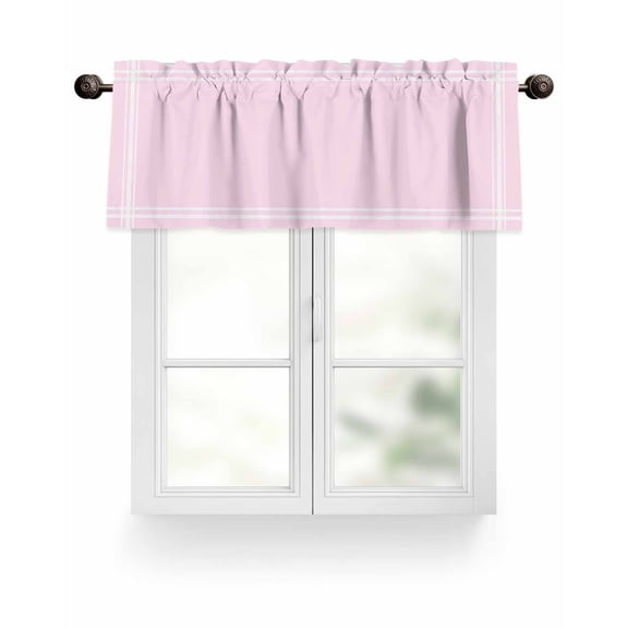 Solid Color Valances for Windows Pink Valance Rod Pocket Light Filtering Short Window Treatments Curtains for Kitchen Bathroom Living Room Bedroom, 1 Panel, 42 x 18 Inch