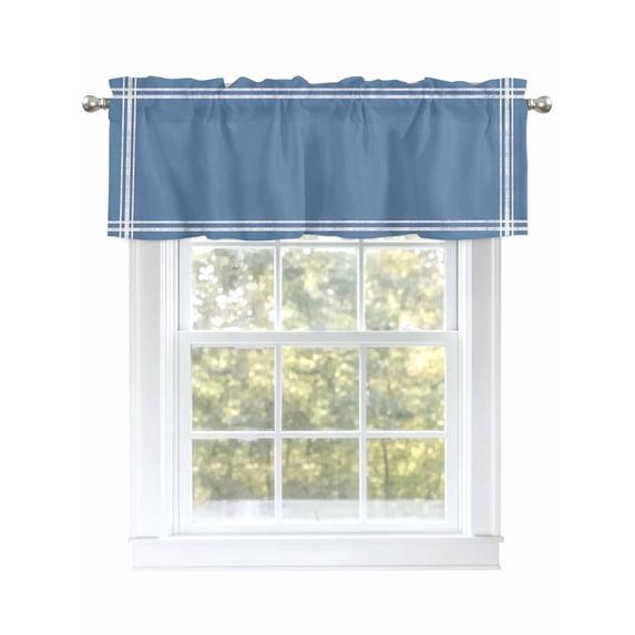 Solid Color Valances for Windows, Rod Pocket Kitchen Valance Curtains - Soft & Washable Small Window Treatment for Living Room, Bathroom, Royal Blue 54x18inch, 1 Panel