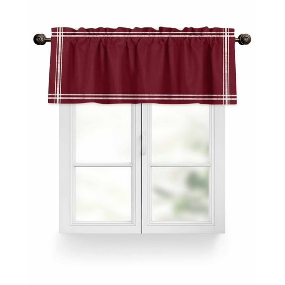 Solid Color Valances for Windows Wine Red Valance Rod Pocket Light Filtering Short Window Treatments Curtains for Kitchen Bathroom Living Room Bedroom, 1 Panel, 60 x 18 Inch