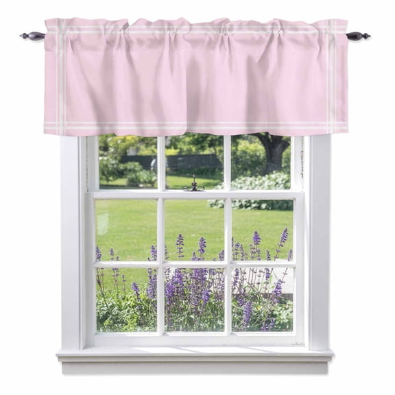 Solid Color Valances for Windows, Pink Valance Window Treatment Rod Pocket Short Curtains Valances for Kitchen Bathroom 42"W x 18"L