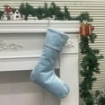 thumbnail image 1 of Solid Color Velvet Christmas Stocking with Edged Trim, Large Capacity Gift Bag for Holiday Props, Soft Festive Decoration Sock for Mantel and Staircase(A,Light Blue), 1 of 6