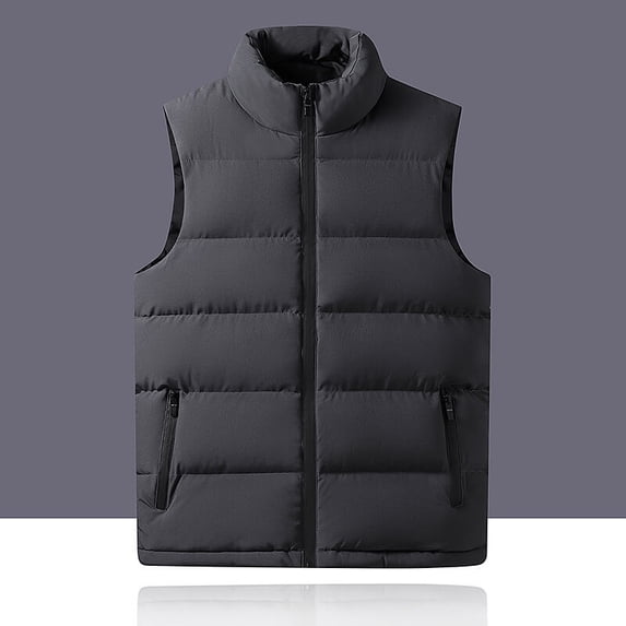 Solid Color Versatile Thickened Zip-Up Vest for Men