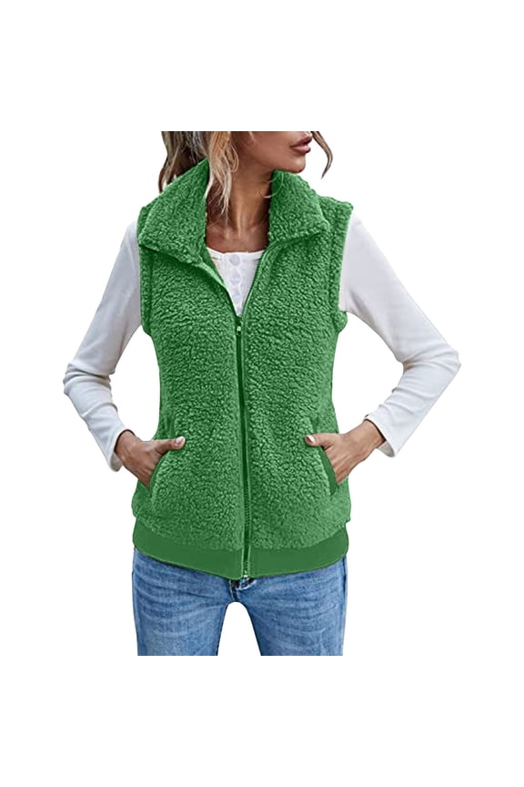 Solid Color Vest Winter Sleeveless Coat for Women Fashion Quilted Vest with Zipper Thick Warm Solid Outerwear Puffer Vest Women Sleeveless Winter Outerwear Warm Puffer Ligh