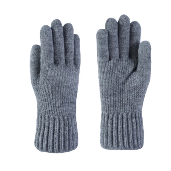 Solid Color Warm Thick Knitted Gloves Unisex Fleece Lined Winter Gloves for Men Women Cold Weather Thermal Gloves Soft Stretchy Daily Casual Gloves