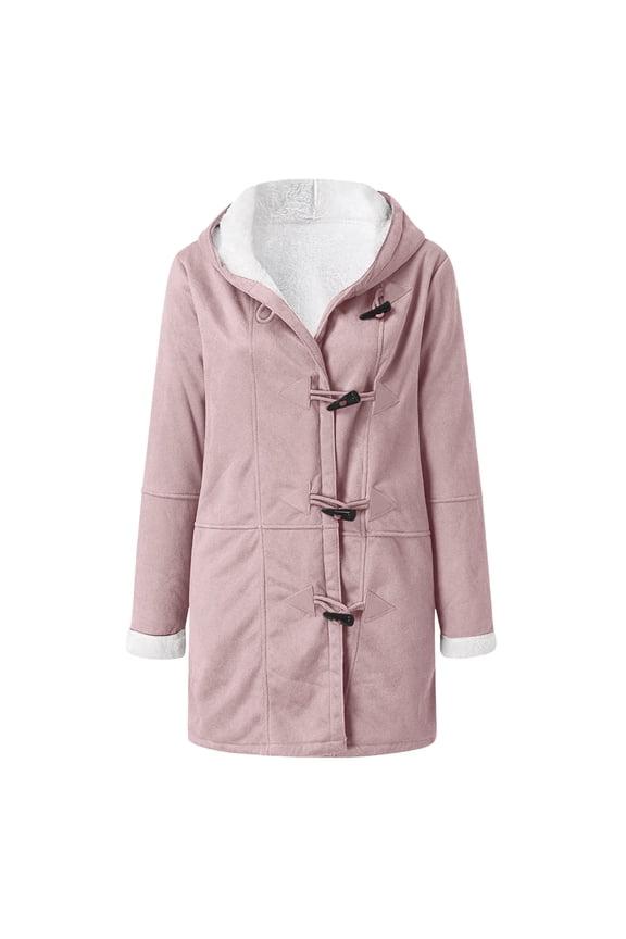 Solid Color Warm Winter Fall Outwear, Cute Girls Winter Hooded Jacket Kids Suede Toggle Duffle Coat Solid Color Warm Outwear Toggle Closure Kids Jacket 2026 Girls Keep Warm Coat, Pink 120