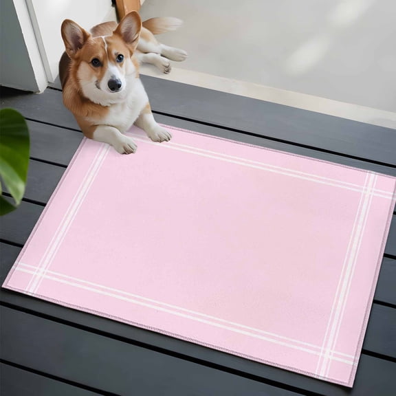 Solid Color Washable Area Rug 2x3 Pink Low-Profile Area Rugs with Non Slip Backing Indoor Floor Carpet for Entrance Living Room Bedroom Home Office