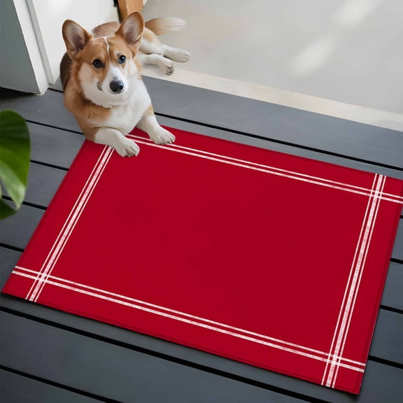 Solid Color Washable Area Rug 2x3 Red Low-Profile Area Rugs with Non Slip Backing Indoor Floor Carpet for Entrance Living Room Bedroom Home Office