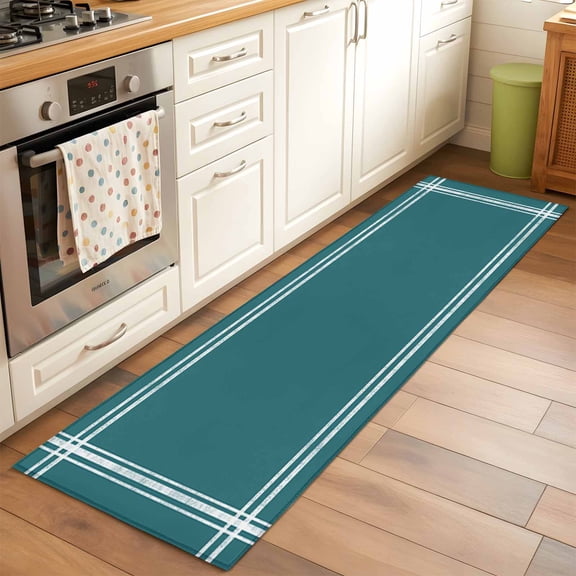 Solid Color Washable Area Rug 2x6 Teal Low-Profile Area Rugs with Non Slip Backing Indoor Floor Carpet for Entrance Living Room Bedroom Home Office