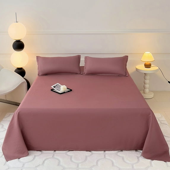 Solid Color Washable Bed Sheet - 59x90in Polyester Fabric, Multicolor, Soft and Comfortable, Easy to Clean, Perfect for Various Mattress Sizes, Ideal for Home Decor(Light Magenta )