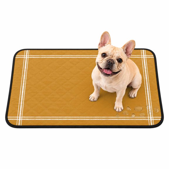 Solid Color Washable Pee Pads for Dogs, Ginger Reusable Puppy Pads Waterproof Pet Mat, Absorbent Dog Pee Pads for Crate Pet Training Whelping Playpen Mats 24"x18"