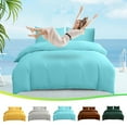 thumbnail image 1 of Solid Color Washed Bedding Set | Four Piece Duvet Cover Set | 1.8m Bed | 100% Breathable Soft Fabric | 180x220cm Duvet | 230x230cm Bedsheet | 48x74cm Pillowcases, 1 of 5