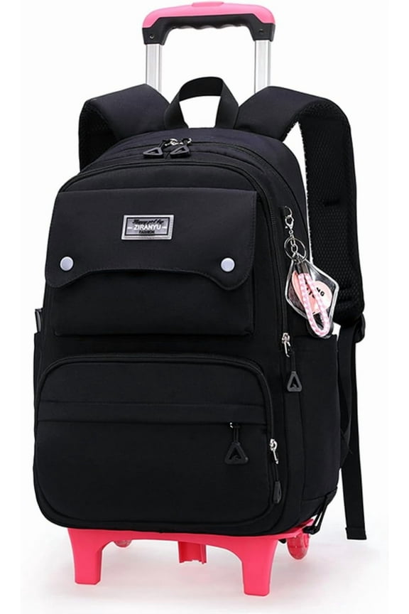 Solid Color Rolling Backpack Bag Daypack Pack Bookpack Schoolbag with Wheels Schoolbag Trolley Daypack For All Age Man Woman