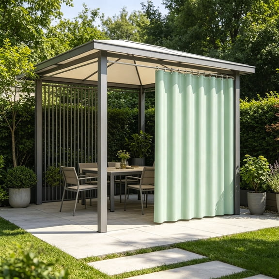 Solid Color Waterproof Outdoor Curtains,Thermal Insulated & Light Blocking Curtains,For Patios and Pergolas Providing Privacys ,Protection From Wind And Rain With Plastic Rings,78.74x70.86in