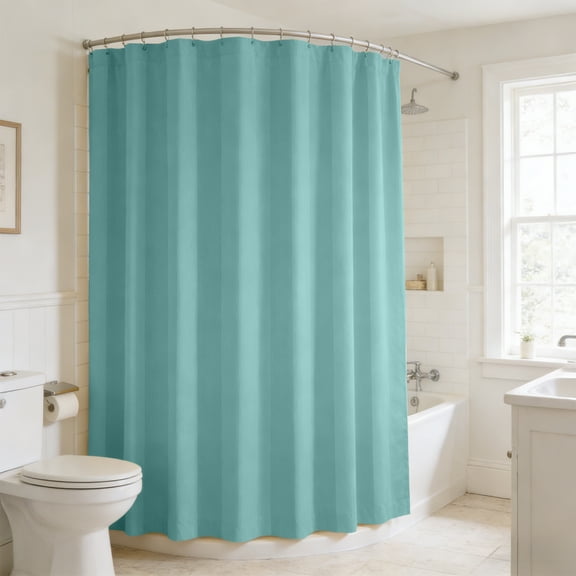 Solid-Color Waterproof Shower Curtain with 12 Hooks, Hotel Quality Opaque Green Shower Curtain for Bathroom, Machine Washable, Water Repellent, 70.87"×70.87"