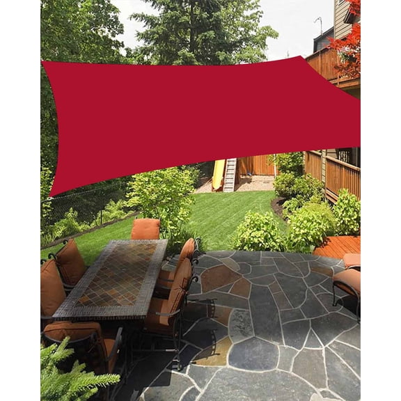 Solid Color Waterproof Sun Shade Sail Red Outdoor Patio Sun Shades Canopy UV Block Waterproof Sunshade for Garden Backyard Deck Pergola 8x10 Ft