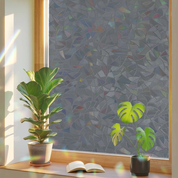 Sticker Plain Color Solid Color Window Privacy Film, Dark Gray Stained Glass Rainbow Film ...
