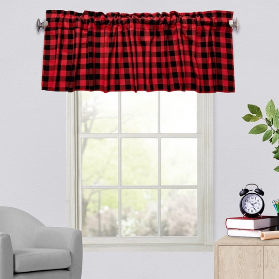 Solid Color Window Valance, Cottage Style Curtain Rod Pocket Decorative Drapery, Light-Filtering Durable Polyester Home Bedroom Kitchen Living Room Accent Panel