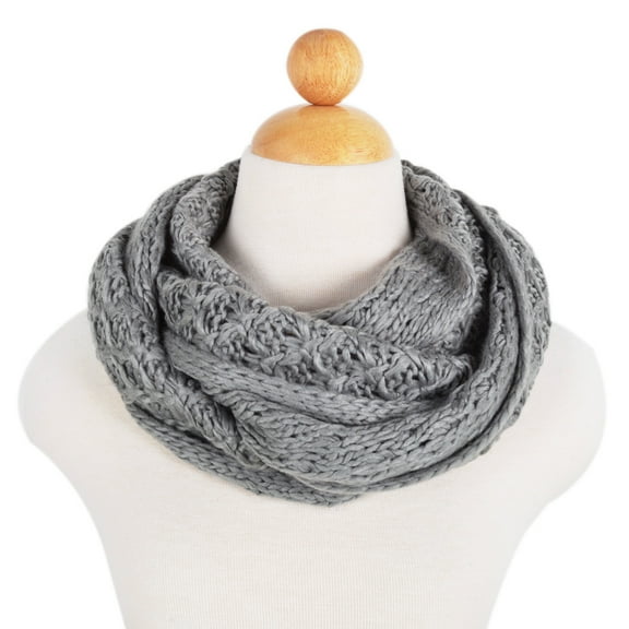 Solid Color Winter Cross Diamond Knit Infinity Loop Circle Scarf