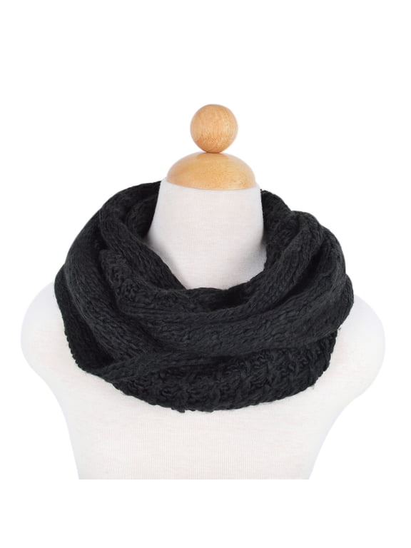 Solid Color Winter Cross Diamond Knit Infinity Loop Circle Scarf