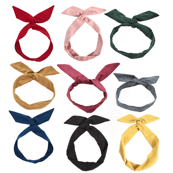 Solid Color Wire headbands for Women with Rabbit ears Bow Headband, Twist Wired Headbands,Yoga Sports Head Wraps