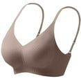 thumbnail image 1 of Solid Color Wireless Bra Honeycomb Cup Soft Support Gathering Everyday Lingerie Comfortable Daily Wear Coffee,XL, 1 of 3