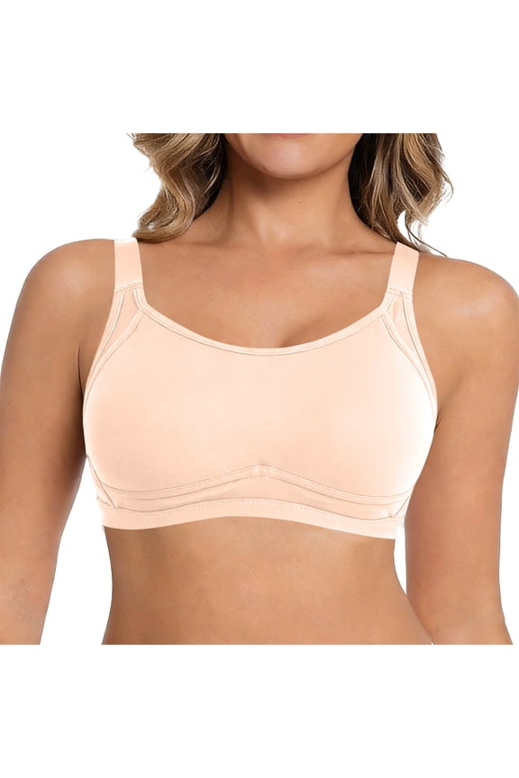 Solid Color Wireless Seamless Bra,Non-Slip Cups Adjustable Straps Soft Support Bra,Lifting Comfy Daily Wear Everyday Casual Lingerie Beige XL