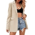 thumbnail image 1 of Solid Color Women Long Sleeved One Button Office Blazer Suit Coat, 1 of 4