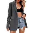 thumbnail image 1 of Solid Color Women Long Sleeved One Button Office Blazer Suit Coat, 1 of 3