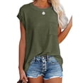 thumbnail image 1 of Solid Color Women Loose Short Sleeve Off Shoulder Shirt With Pocket, 1 of 4