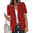 thumbnail image 1 of Solid Color Women Short Sleeved Work Office Blazer Coat, 1 of 4