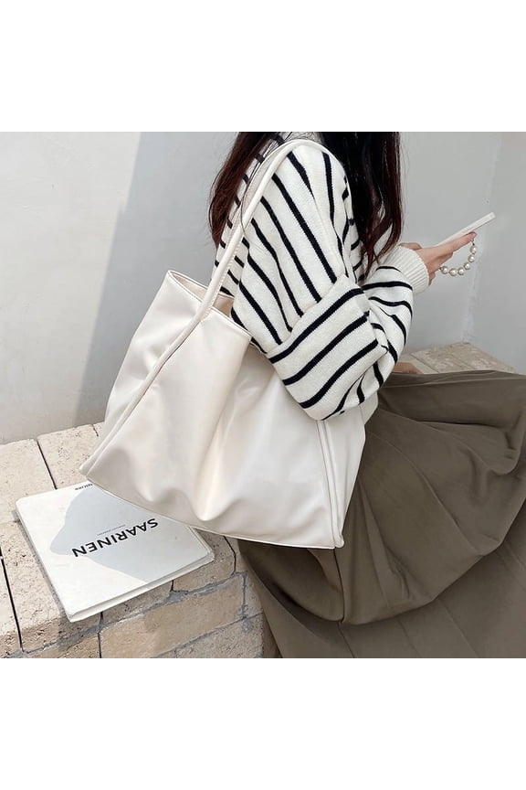 Solid Color Women Shoulder Bag Soft Pu Leather Ladies Travel Handbag Large Capacity Female Casual Tote Shopping Bags Bolso Mujer