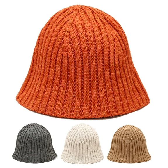 Solid Color Women Winter Warm Knitted Basin Cap Japanese Bucket Fisherman Hat