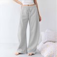 thumbnail image 1 of Solid Color Women's Casual Wide-Leg Pants - Elastic Waistband Side Pockets, Trendy Loose-Fit Pants for Daily Wear, Office Casual & Friend Gatherings Gray XXL, 1 of 9